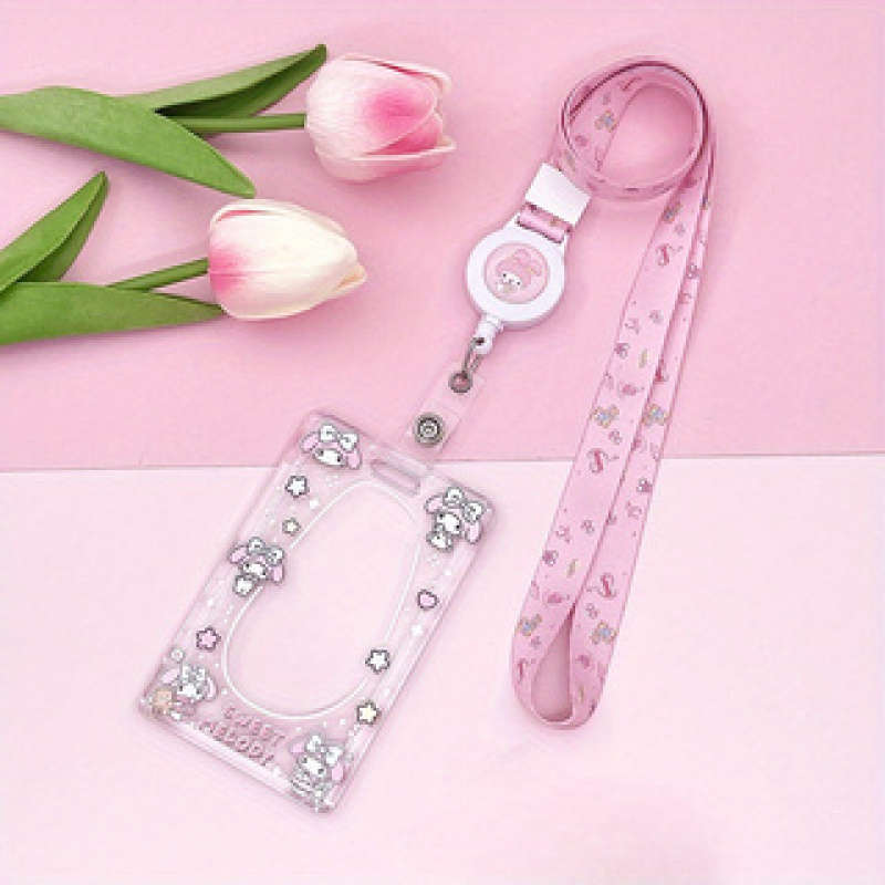 1pc Sanrio Cute Acrylic Card Case- Campus Certificate and Meal Card Embossed Protective Case- Cute