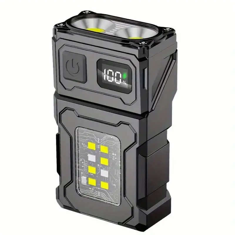1pc Ultra Bright Mini LED Flashlight Rechargeable COB Work Light with Rotatable Head Metal Clip