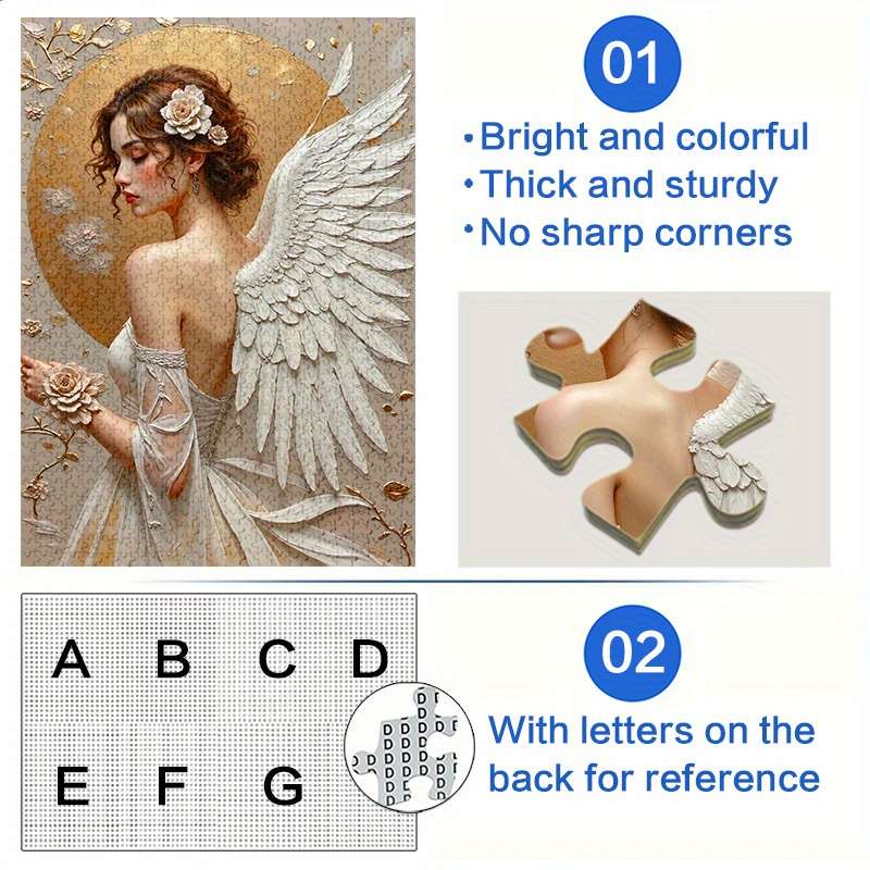 1000pcs Angel Wings Goddess Jigsaw Puzzle Large Paper Puzzle Toy for Adults Waterp