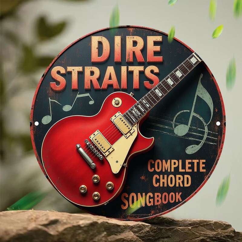 1pc 2D Flat  Vintage Aluminum Tin Plaque Wall Art Dire Straits Complete Chord Set Guitar