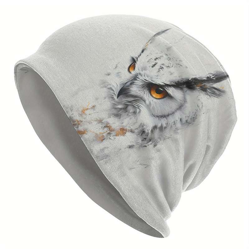 1pc BIIHUDU Men's Snowy Owl Beanie Cap Funky Knit Hat with Realistic Owl Design Soft Polyester
