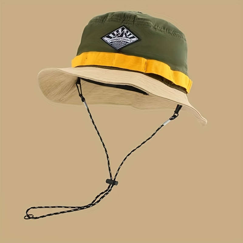 1pc Vibrant Color-Block Wide Brim Bucket Hat Lightweight Quick-Dry Breathable 100% Polyeste