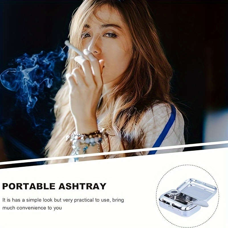 1pc Portable Stainless Steel Ashtray with Lid Durable Ideal for Car Office Outdoor Use Compa
