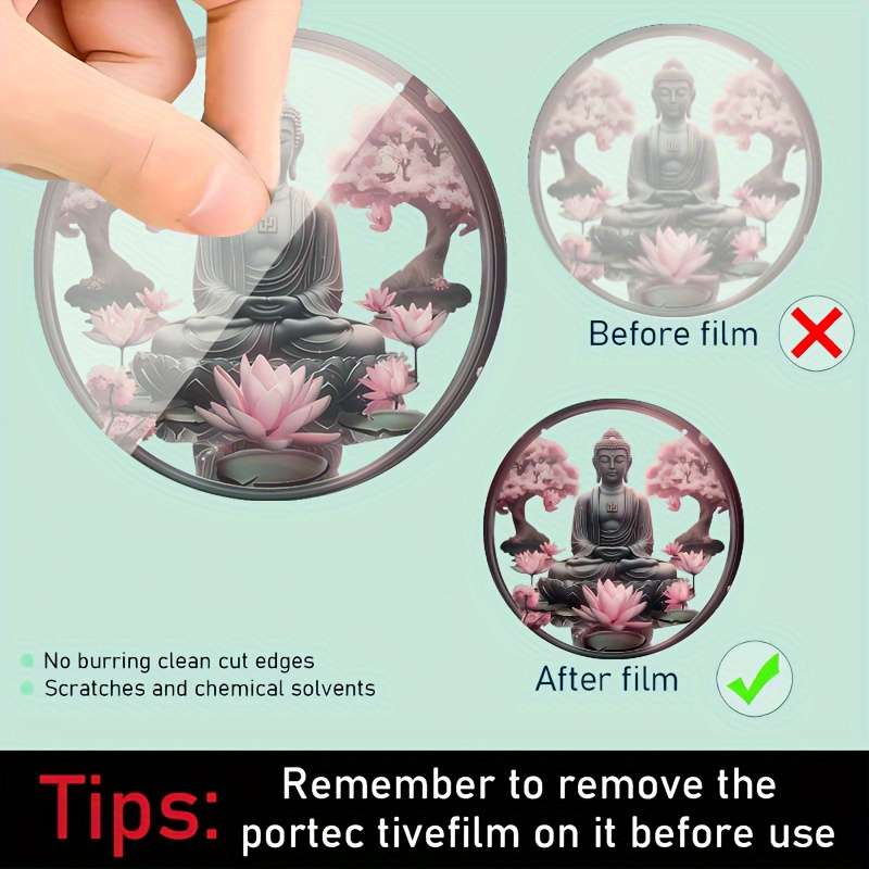 1pc 2D Flat   Classic Acrylic Buddha Wall Hanging Decorative Plaque with Pink for Lotus Sakur