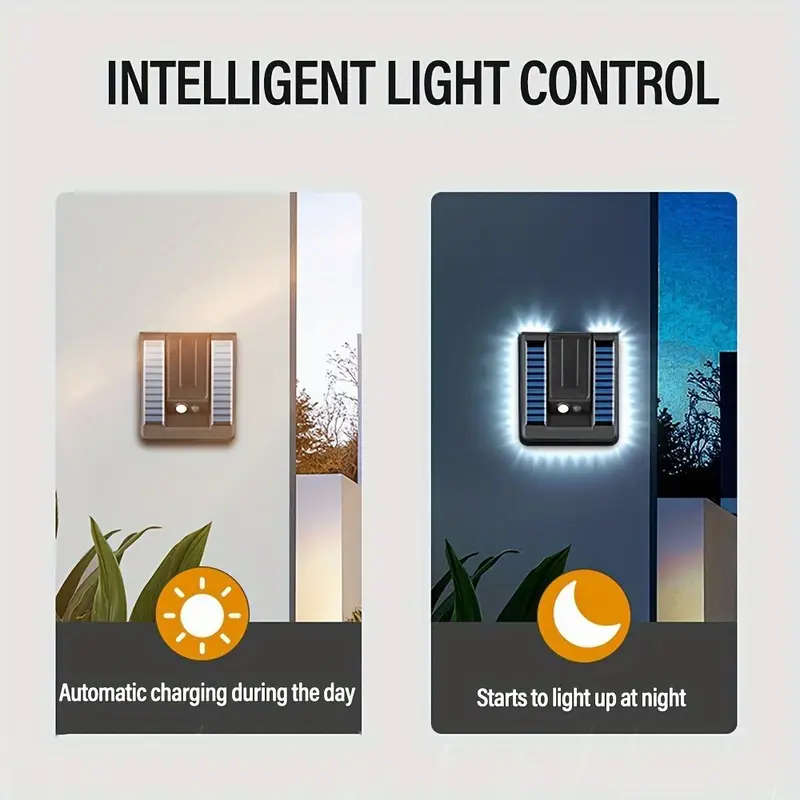 1pc Solar-Powered LED Outdoor Wall Light Wide Angle Collapsible Design for Garden Deck Garage Front