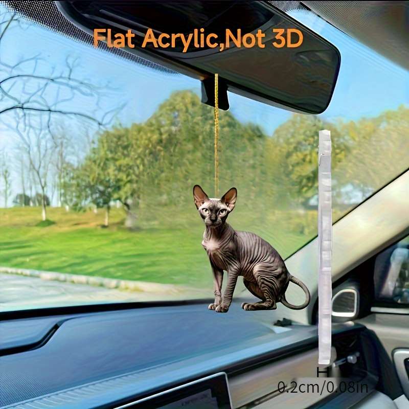 1pc 2D Flat   Acrylic Sphinx Cat Pendant Hairless Cat Design for Car Home Garden Backpa