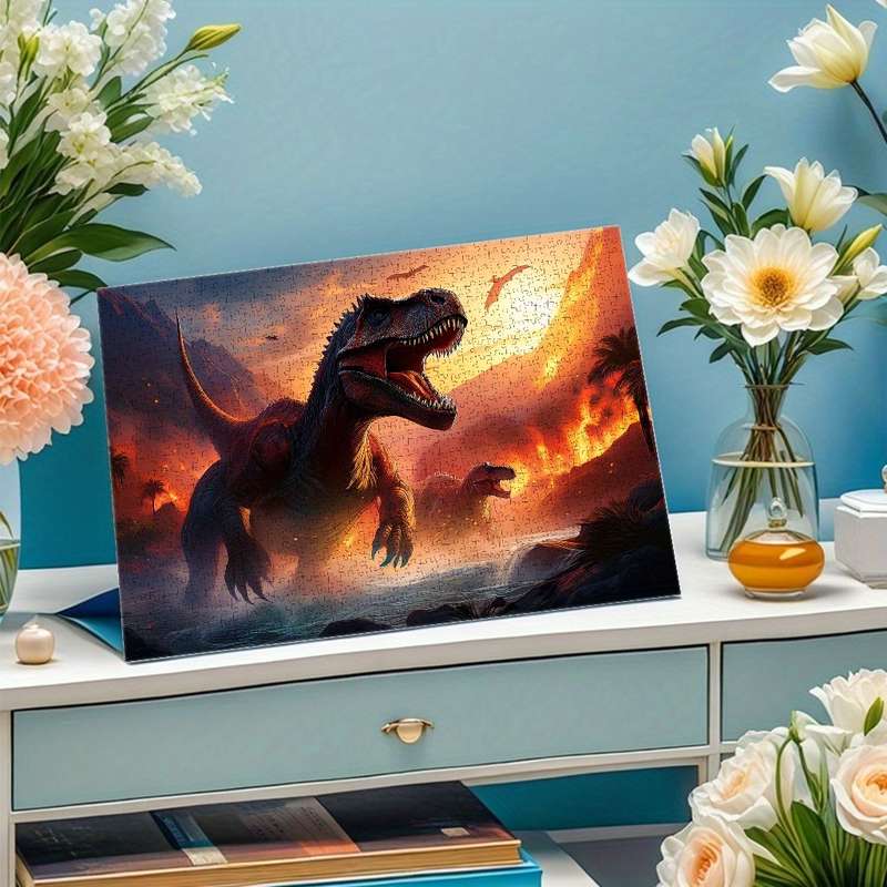 1000pcs Dinosaur Adventure Jigsaw Puzzle for Adults Intense Battle Volcanic Journ
