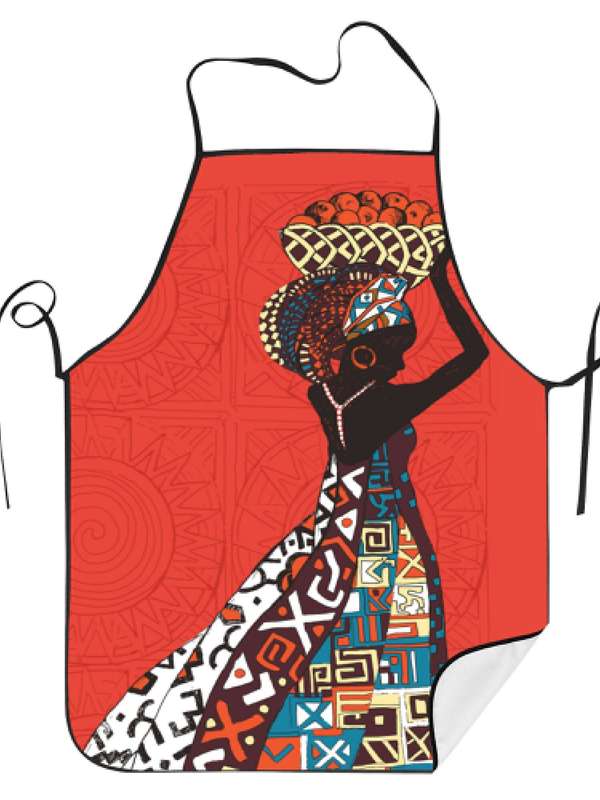 1pc African-Inspired Vintage Apron 100% Polyester Woven Fabric 190g m? Slight Stretch Patterned