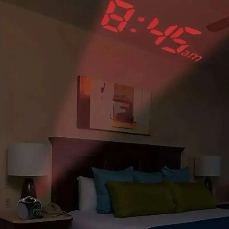 1pc Projection Alarm Clock with Voice Function Digital Display Snooze Button Temperature Readout