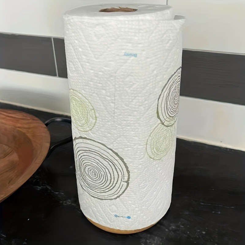 1pc Rustic Bamboo Paper Towel Holder Freestanding Wooden Dispenser for Kitchen Bathroom Fa