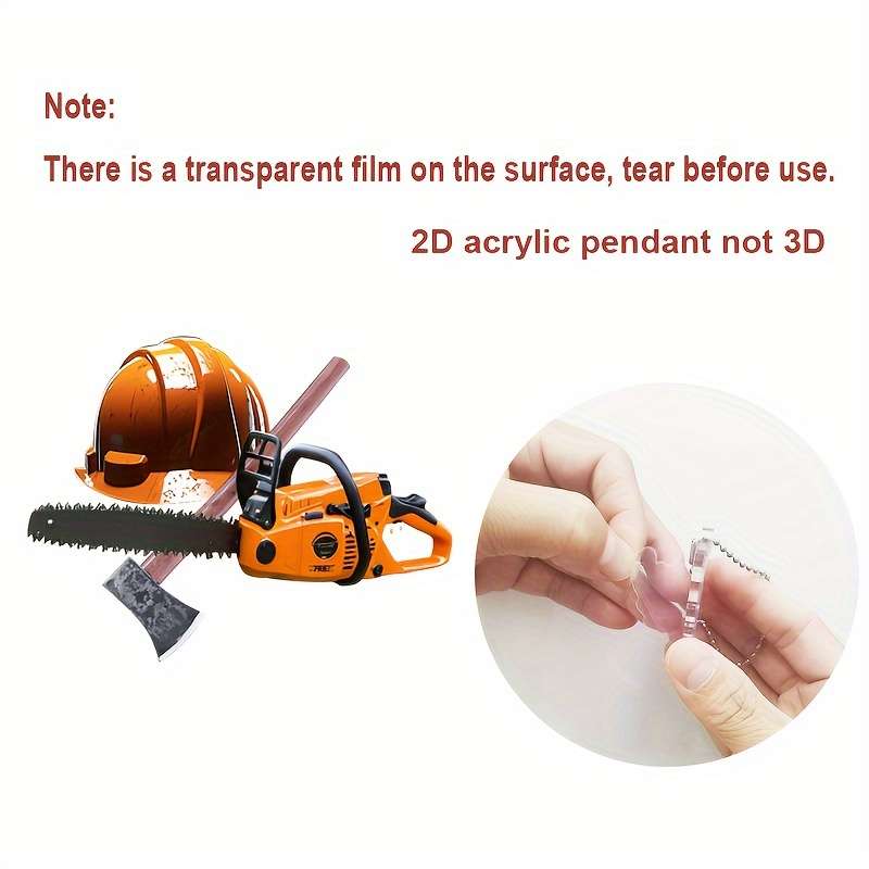 1pc 2D Flat   Acrylic Record Tool Pendant Chainsaw Axe Helmet Hanging Decoration for Car Re