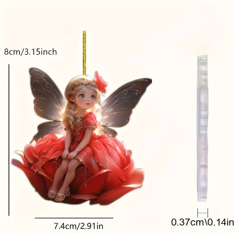 1pc 2D Flat  A Beautiful Acrylic Fairy Flower  Pendant Decoration 7.39cm And 8.0cm Sizes Chris