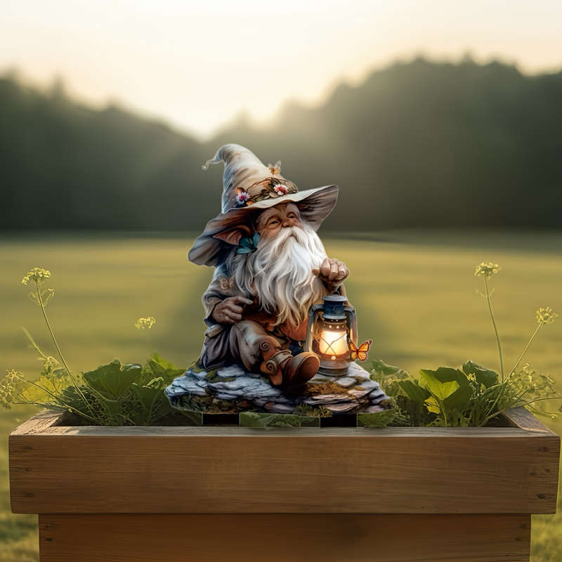 1pc 2D Flat  A  Bohemian-Style Garden Fairy with a Lantern a Plastic Fairy Decoration for Outd