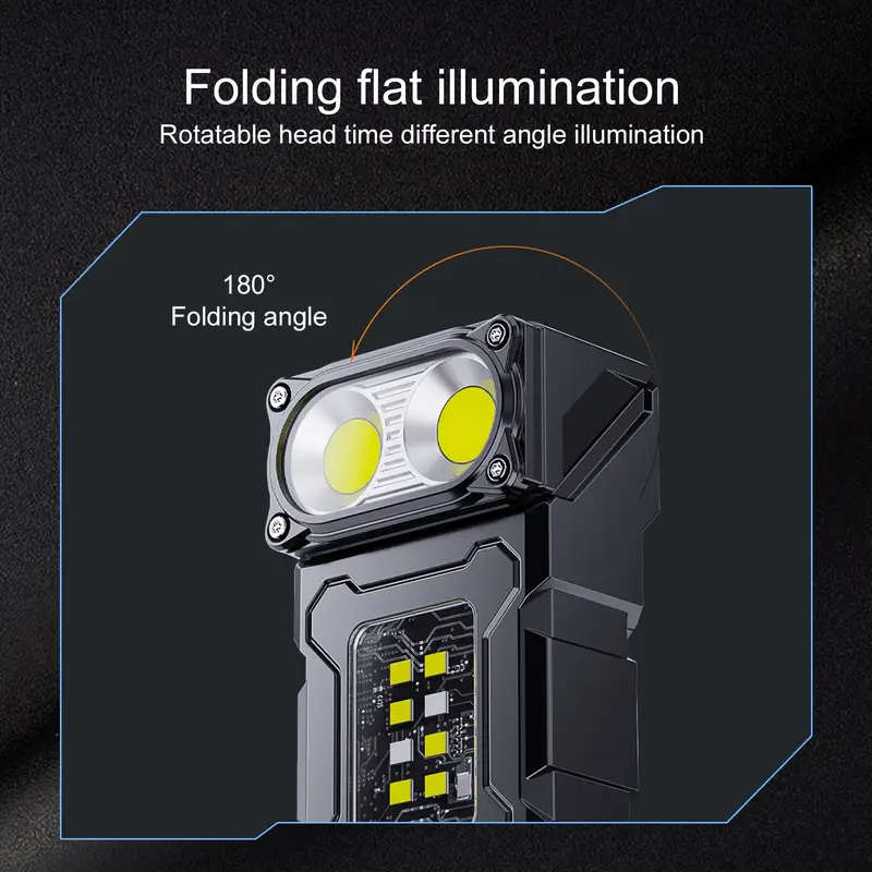 1pc Ultra Bright Mini LED Flashlight Rechargeable COB Work Light with Rotatable Head Metal Clip