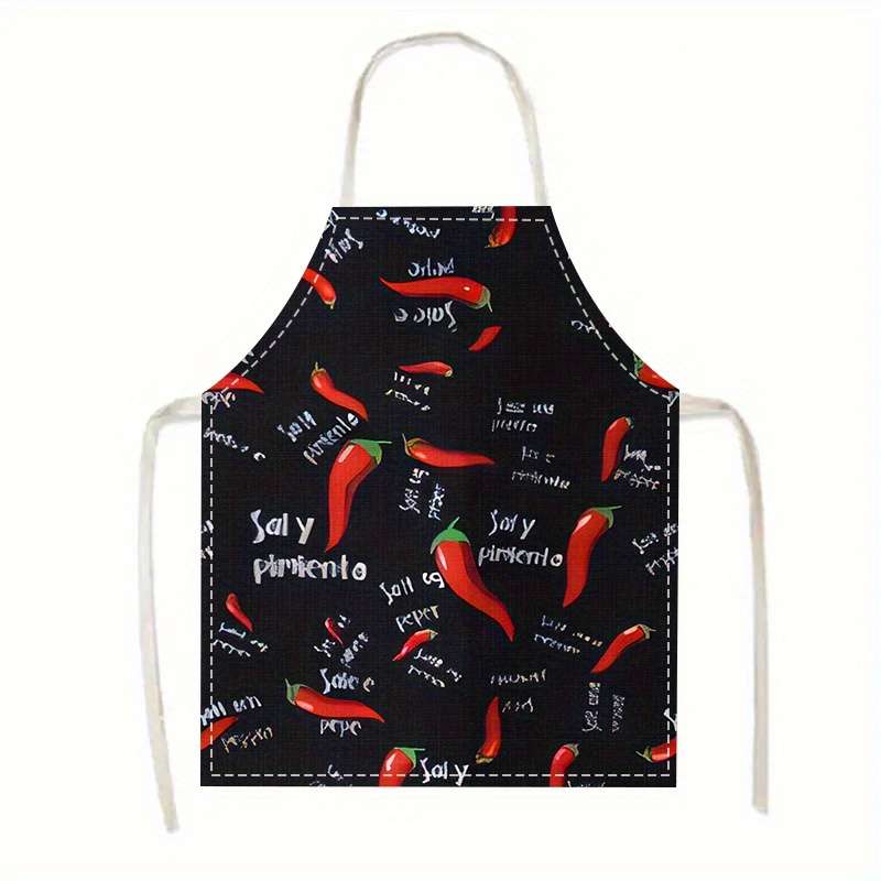 1pc Fun Chef Design Polyester Apron Durable Sleeveless Kitchen Cooking Cleaning Accessory