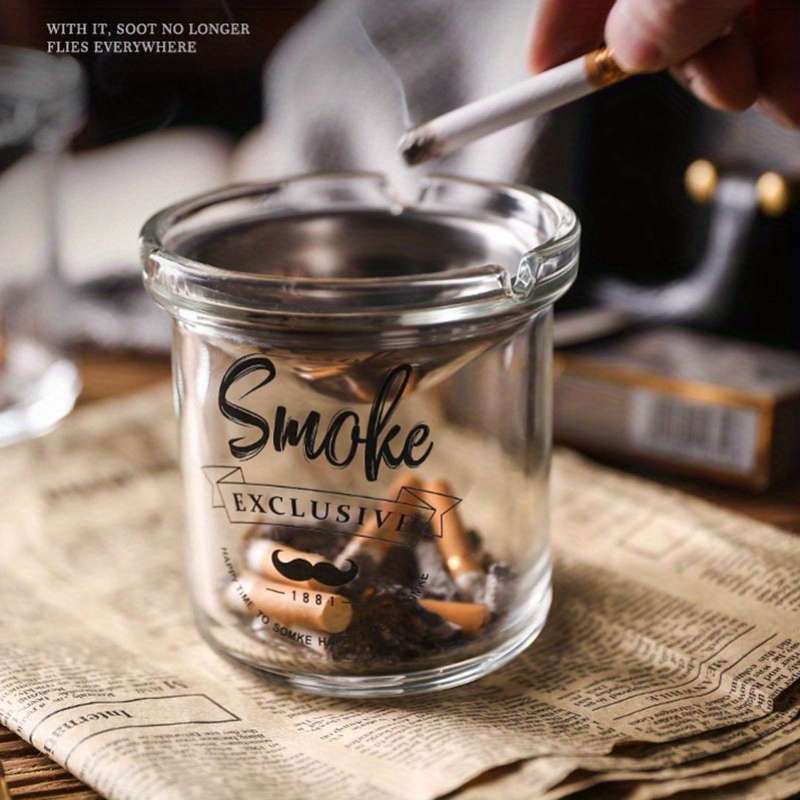 1pc Elegant Round Glass Ashtray with Sand Timer C Creative Anti-Fly Ash Design for Car Living Room