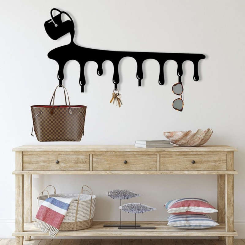 Casual Style Metal Wall Coat Rack Easy Install Flowing Drip Key Holder Modern Entryway Rack Organi
