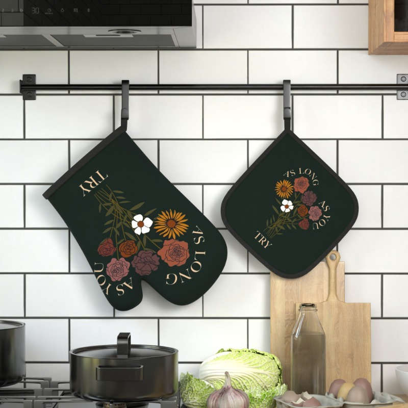 2pcs 26.92x17.02 cm Heat Resistant Oven Mitts And Potholders