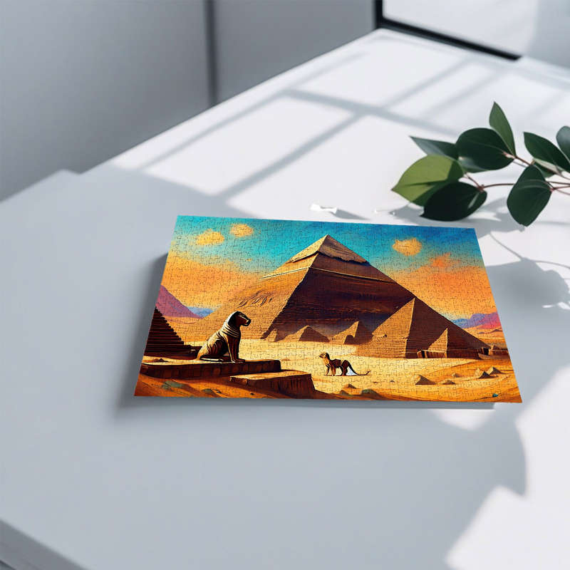 1000pcs Jigsaw Puzzle for Adults: Mysterious Egyptian Pyramids Sphinx Oil Painting