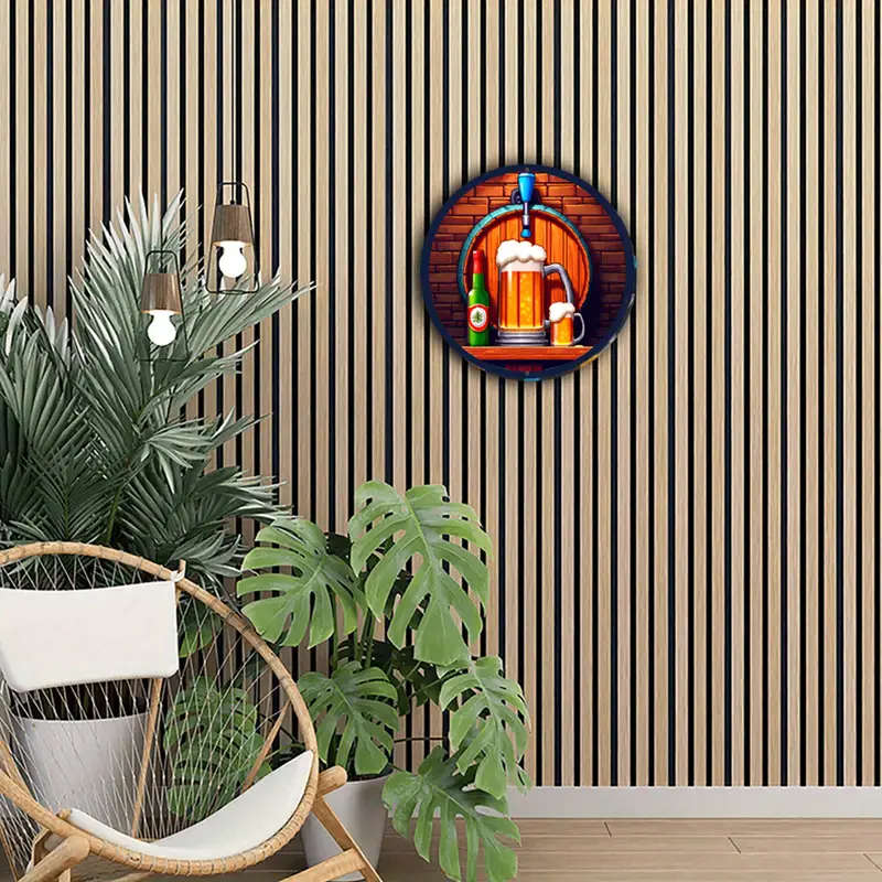 1pc Rustic Beer Barrel Metal Sign Aluminum Wall Hanging Decor with Mug and Bottle Design Waterproof