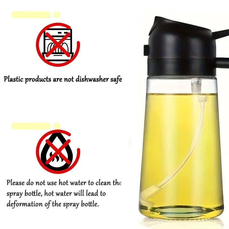 1pc Dual-Use Oil Sprayer and Dispenser Bottle Transparent with Black Cap Ideal for Cooking