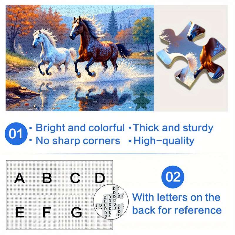 1000pcs Horse Racing Jigsaw Puzzle Waterproof Scratch-Resistant Large Adult Fa