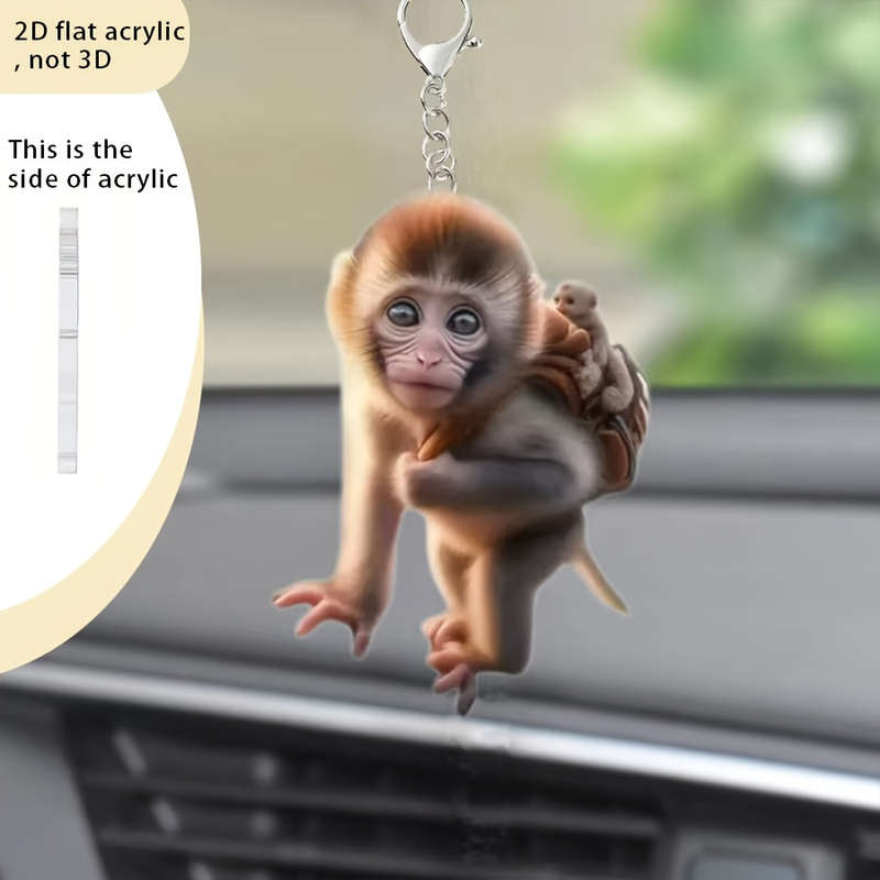 1pc 2D Flat  Keychain Keychain Retro  Charming Walking Monkey Key And Decorative Accessories