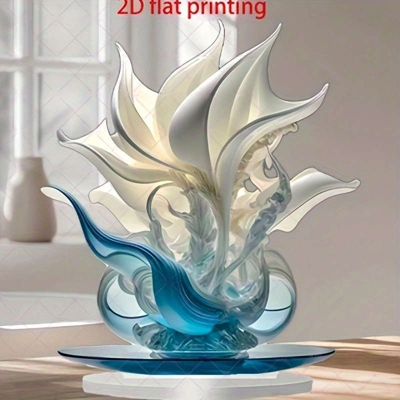 1pc 2D Flat  Elegant Bohemian Acrylic Lily Vase  Print Vibrant Floral Design Desktop Deco