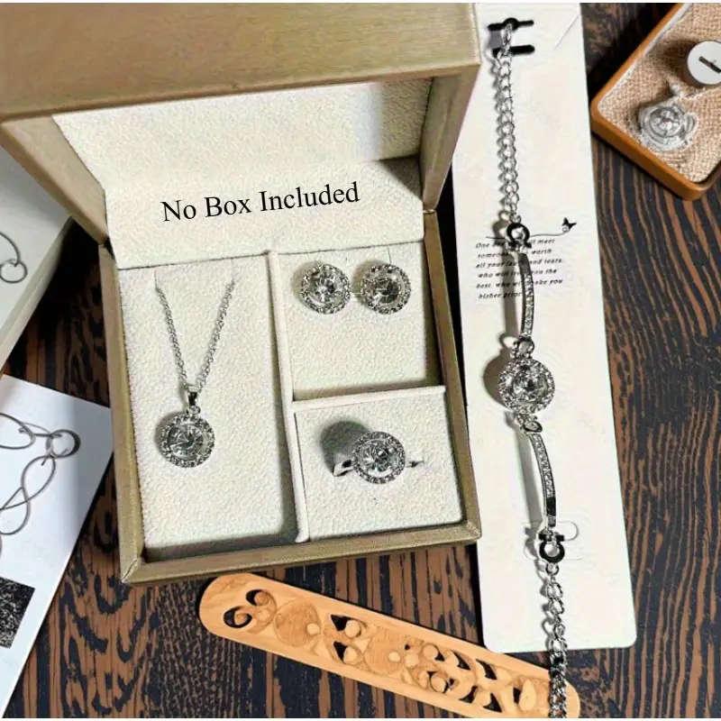4 Piece Jewelry Set, Boho Elegant Style with Necklace, Earrings, Bracelet, Ring