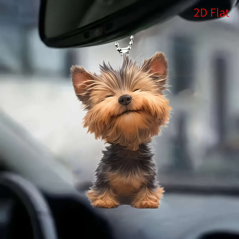 1pc 2D Flat  A Yorkshire Terrier Ornament Versatile Hanging Decor for Car Backpack Keychain Id