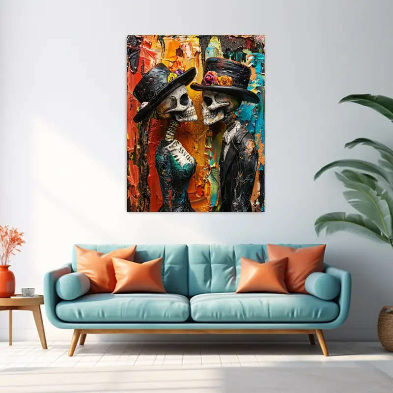 1pc Skeleton Couple DIY Painting Kit Skeleton Couple Abstract Painting Kit 40.64x50.8cm DIY Acrylic