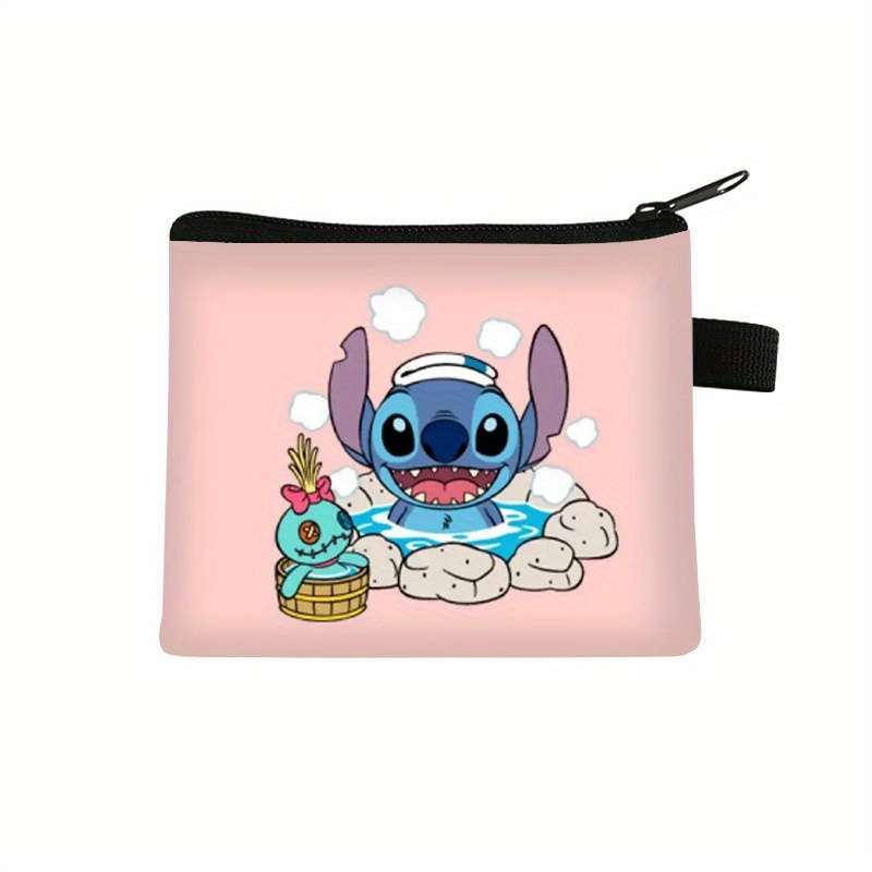 1pc Disney Stitch Zipper Wallet Cute Large Capacity Keychain Pouch with Stitch Ducklings De