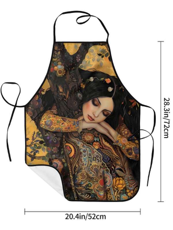 1pc Vintage Gustav Klimt Painting Apron 100% Polyester Woven Fabric 190g m? Slight Stretch Art