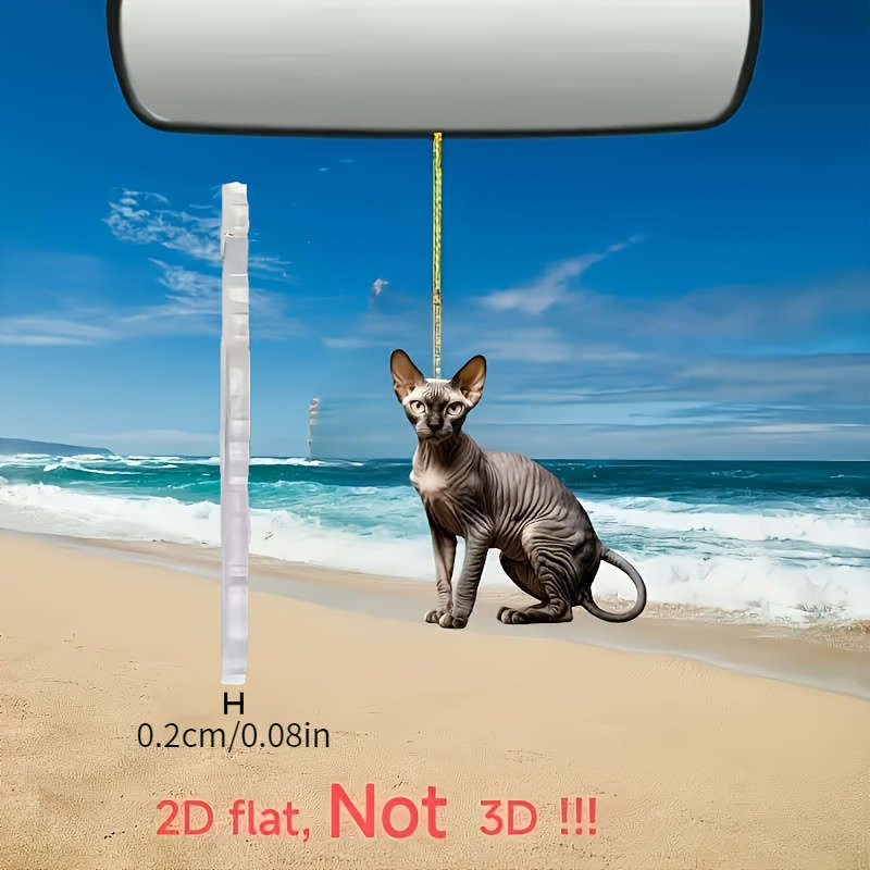 1pc 2D Flat   Acrylic Sphinx Cat Pendant Hairless Cat Design for Car Home Garden Backpa