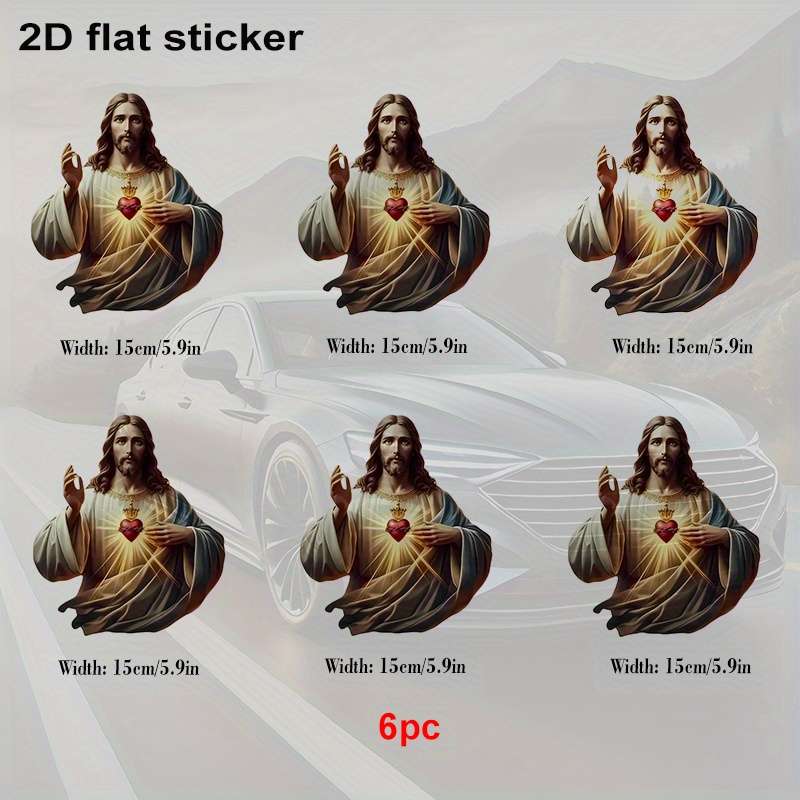 6pcs Jesus Christian Themed Stickers
