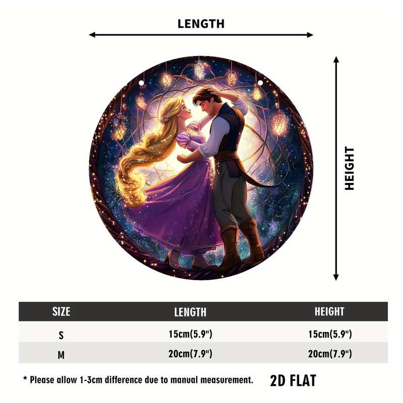 1pc 2D Flat   Disney Rapunzel Flynn Rider  Acrylic Wall Art Magical Night Sky Design with