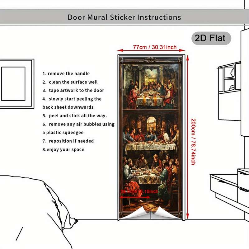 1pc 30.3x78.7 inches   77x200 cm   Jesus Christian Themed Stickers