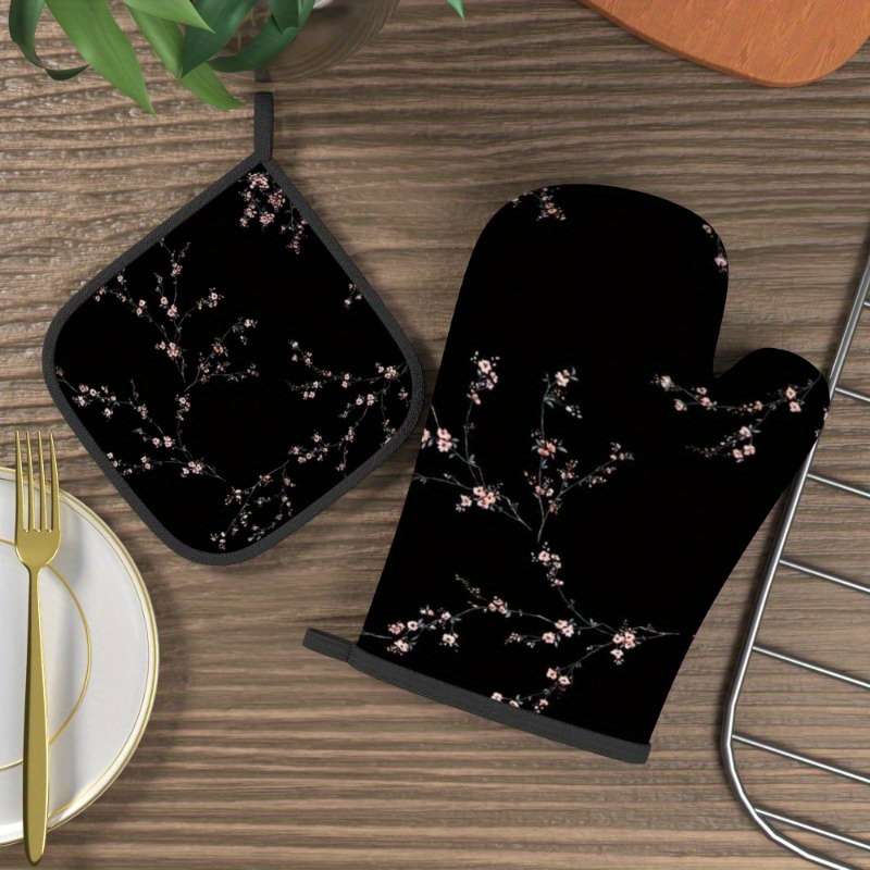 2pcs 26.92x17.02 cm Heat Resistant Oven Mitts And Potholders
