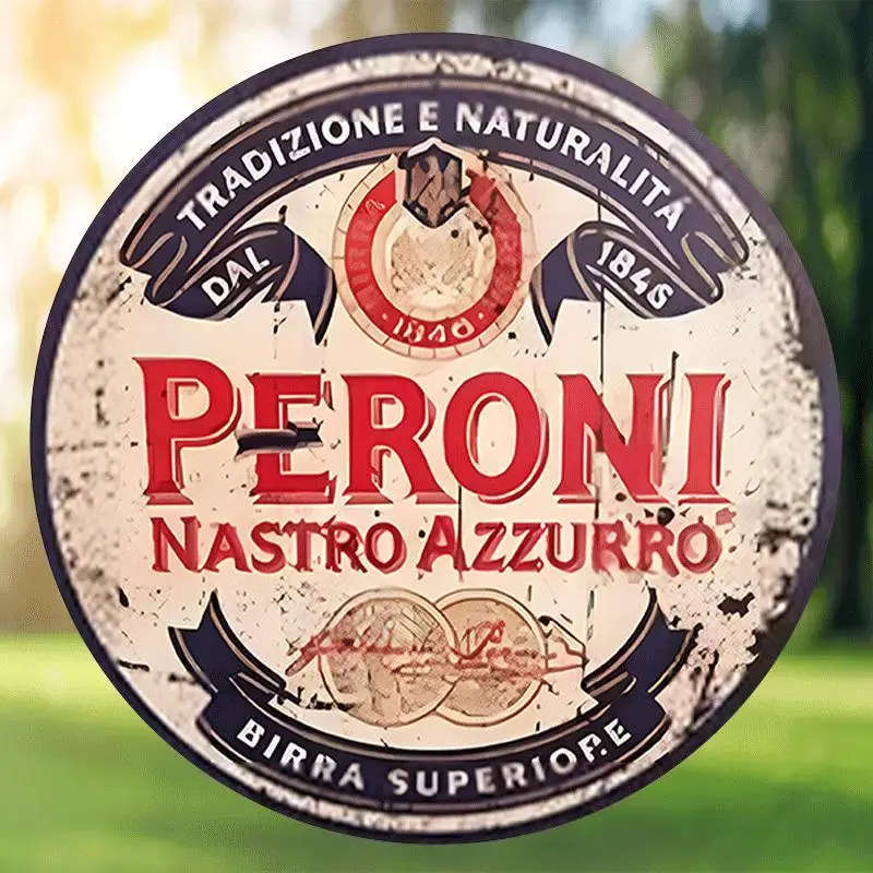 1pc 2D Peroni Nastro Azzurro Vintage Metal Sign 20.32cm Round Aluminum Wall Art Classic Beer Decor f