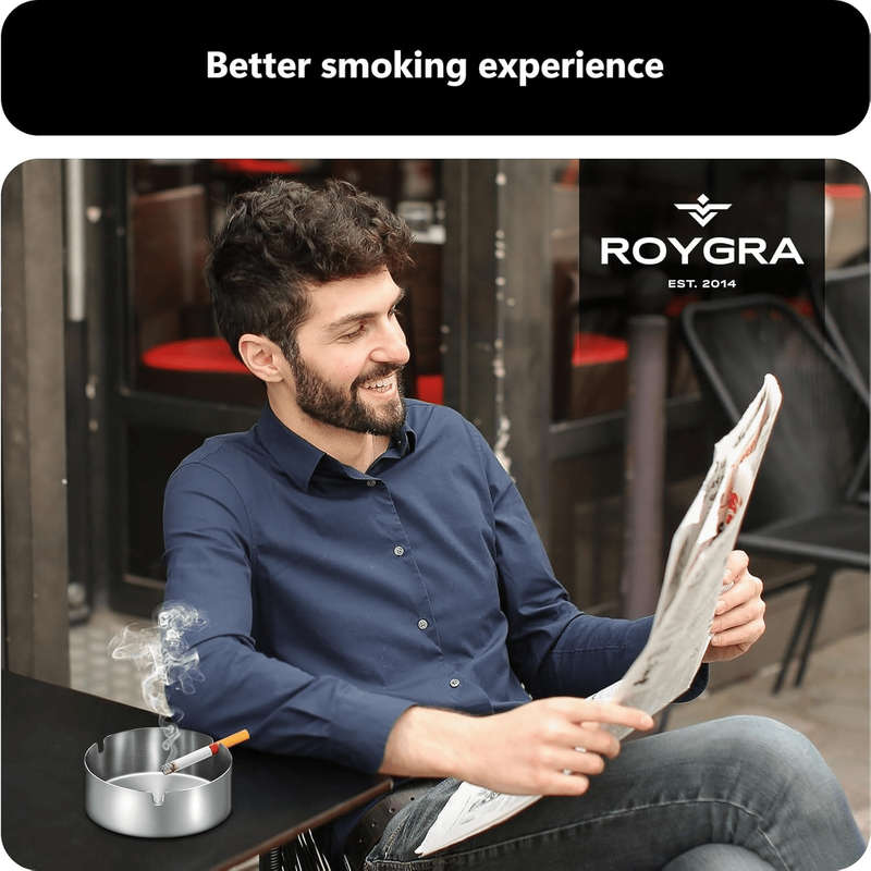 4pcs Elegant Gold-Tone Round Metal Ashtrays Durable Drop-Resistant Easy-Clean Design for Ho