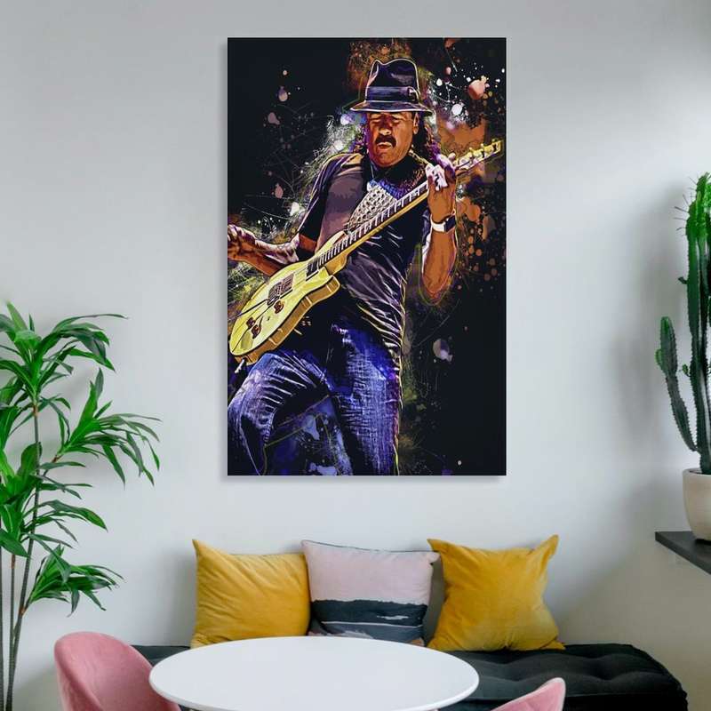 1pc  Unframed Canvas Poster Carlos Santana Guitar Art Poster Modern Satin Canvas Wall Decor