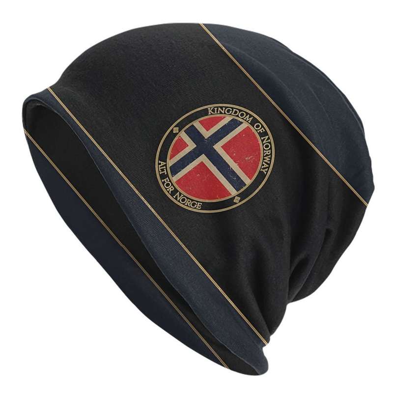 1pc BIIHUDU Funky Style Unisex Soft Knit Polyester Beanie with Elastane Norway Coat of Arms D