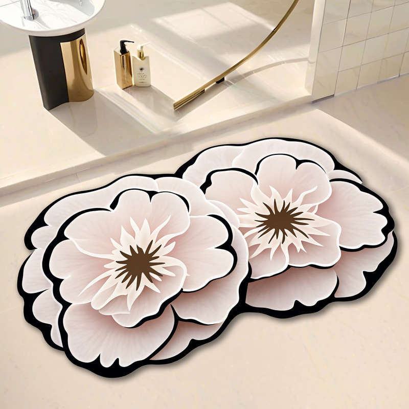 1Pc 40x60cm White Camellia Floor Mat