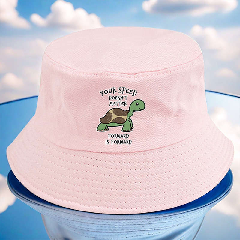1pc YFM Turtle Print Bucket Hat Lightweight Polyester Fisherman Cap with Toggle Closure Machi