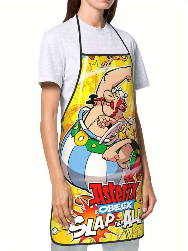 1pc BIIHUDU Anime Apron for Men Women Retro Style Astrix Oblix Graphic Print Durable Kitch