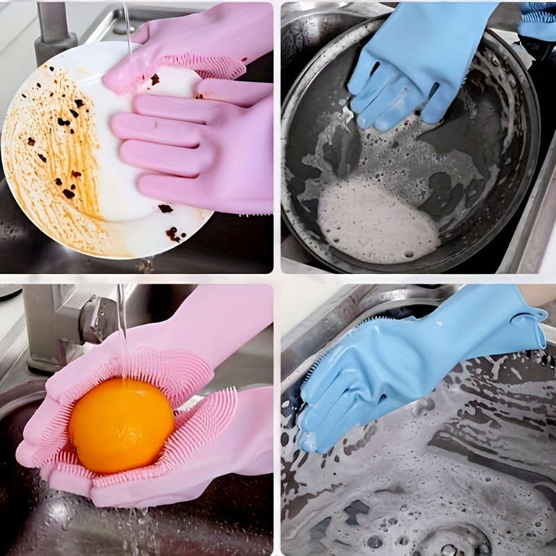1 Pair Pink Household Cleaning Gloves