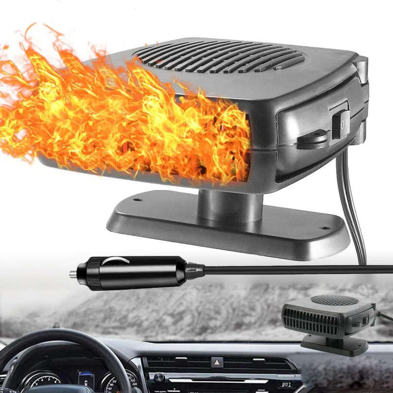 1pc 2in1 12V Car Heater Defroster Portable Fast Heating 360-Degree Rotary Windshield Defogger for Co