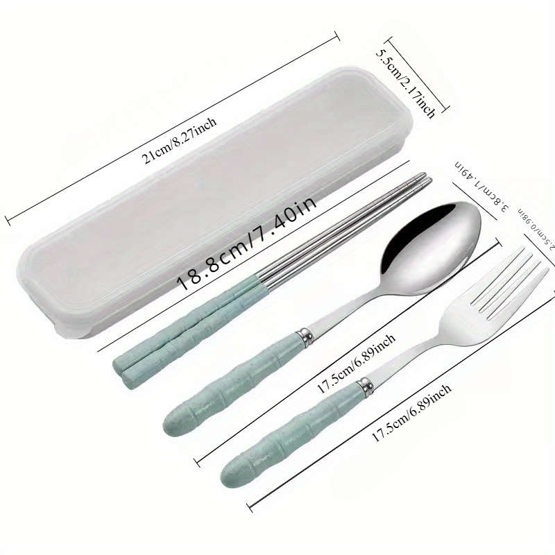 4pcs Stainless Steel Portable Cutlery Set Includes Knife Fork Spoon Chopsticks for Travel