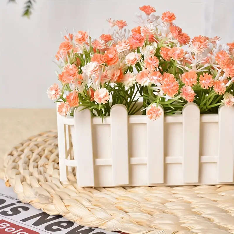 6-Pack White Artificial Fence Flower Pots