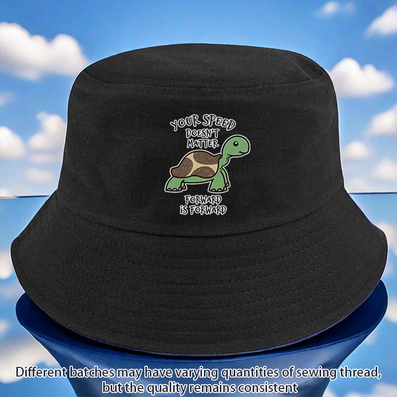1pc YFM Turtle Print Bucket Hat Lightweight Polyester Fisherman Cap with Toggle Closure Machi